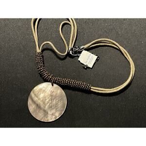Lea Sophia Rope Necklace W/ Albalone Shell Pendant.